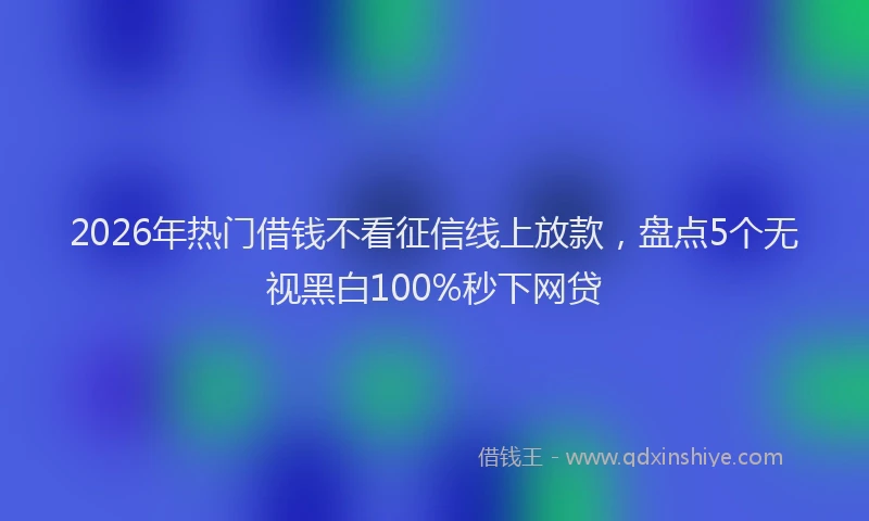 2026年热门借钱不看征信线上放款，盘点5个无视黑白100%秒下网贷