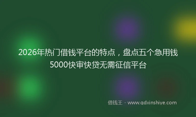 2026年热门借钱平台的特点，盘点五个急用钱5000快审快贷无需征信平台