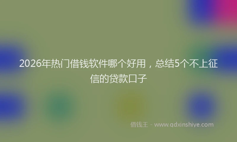 2026年热门借钱软件哪个好用，总结5个不上征信的贷款口子