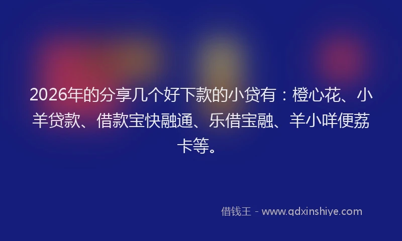2026年的分享几个好下款的小贷有：橙心花、小羊贷款、借款宝快融通、乐借宝融、羊小咩便荔卡等。