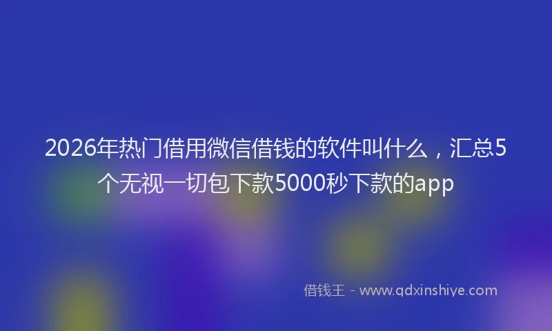 2026年热门借用微信借钱的软件叫什么，汇总5个无视一切包下款5000秒下款的app