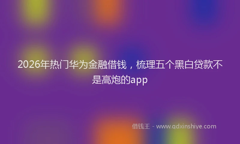2026年热门华为金融借钱，梳理五个黑白贷款不是高炮的app