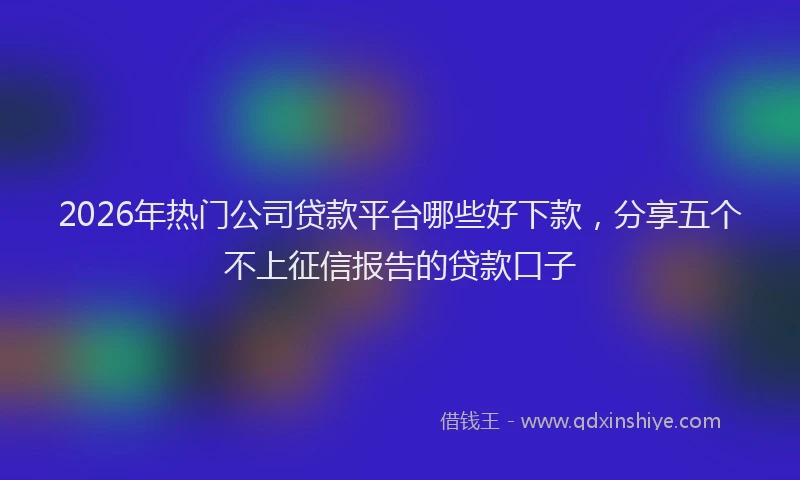 2026年热门公司贷款平台哪些好下款，分享五个不上征信报告的贷款口子