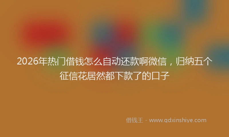 2026年热门借钱怎么自动还款啊微信，归纳五个征信花居然都下款了的口子