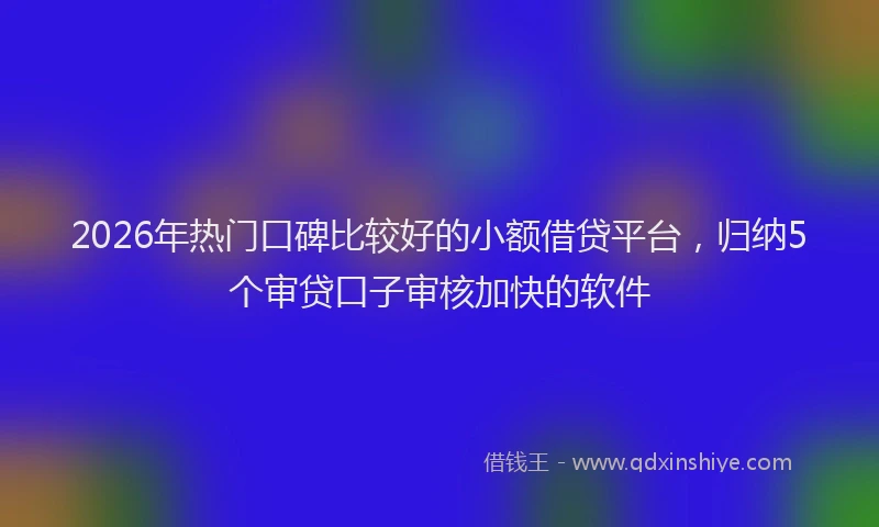 2026年热门口碑比较好的小额借贷平台，归纳5个审贷口子审核加快的软件