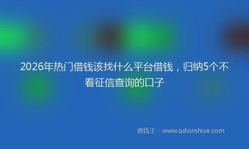 2026年热门借钱该找什么平台借钱，归纳5个不看征信查询的口子