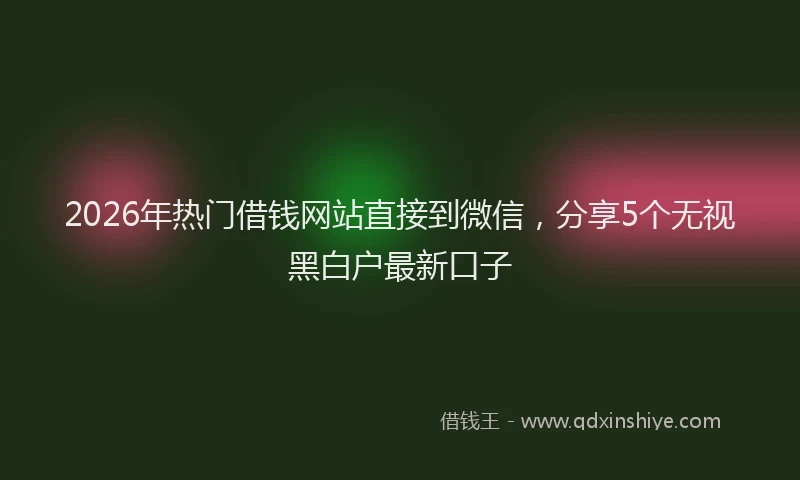 2026年热门借钱网站直接到微信，分享5个无视黑白户最新口子