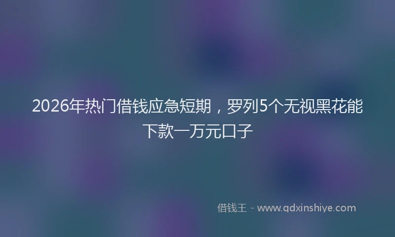 2026年热门借钱应急短期，罗列5个无视黑花能下款一万元口子