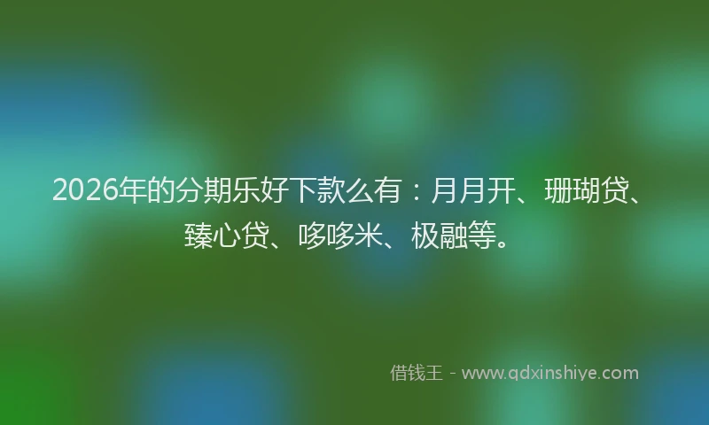 2026年的分期乐好下款么有：月月开、珊瑚贷、臻心贷、哆哆米、极融等。