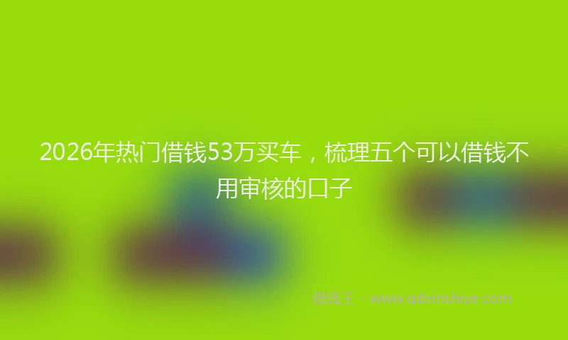 2026年热门借钱53万买车，梳理五个可以借钱不用审核的口子