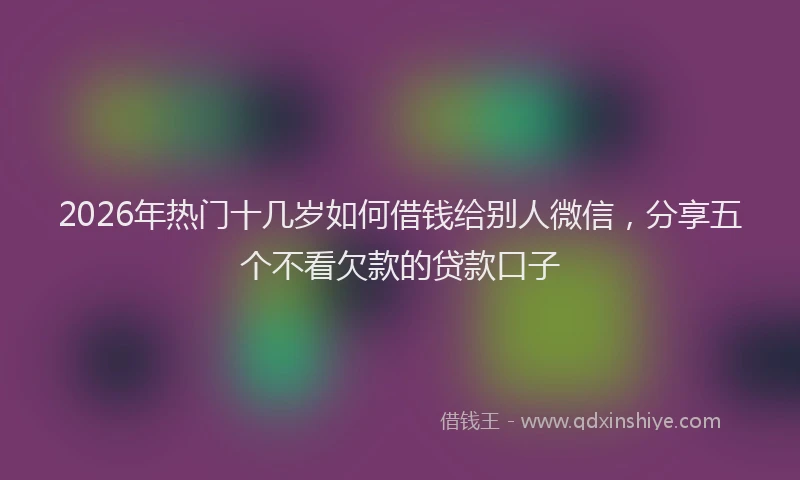 2026年热门十几岁如何借钱给别人微信，分享五个不看欠款的贷款口子