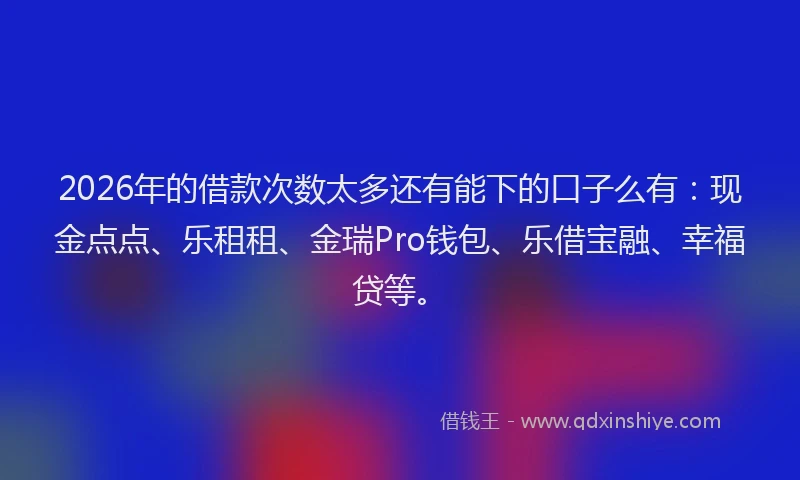 2026年的借款次数太多还有能下的口子么有：现金点点、乐租租、金瑞Pro钱包、乐借宝融、幸福贷等。