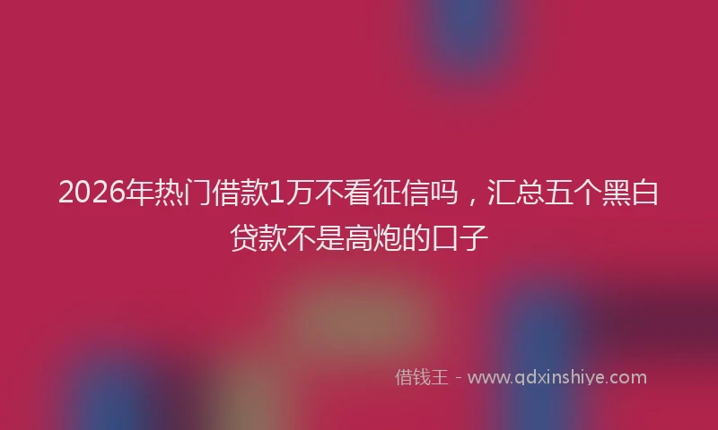 2026年热门借款1万不看征信吗，汇总五个黑白贷款不是高炮的口子