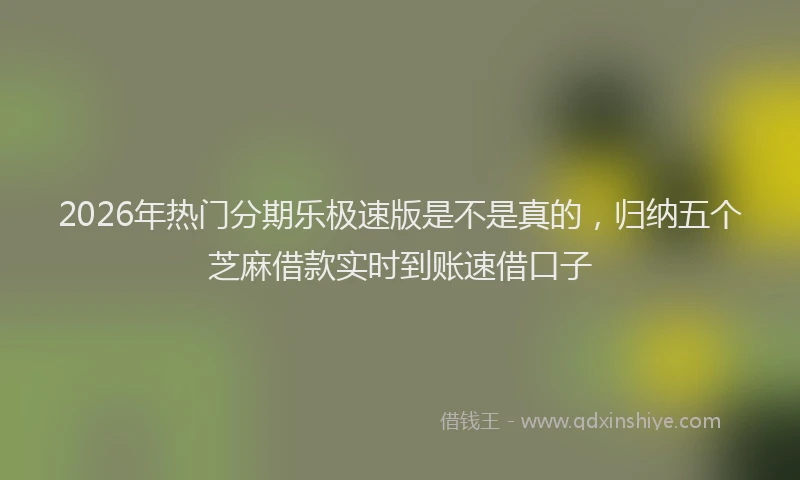 2026年热门分期乐极速版是不是真的，归纳五个芝麻借款实时到账速借口子