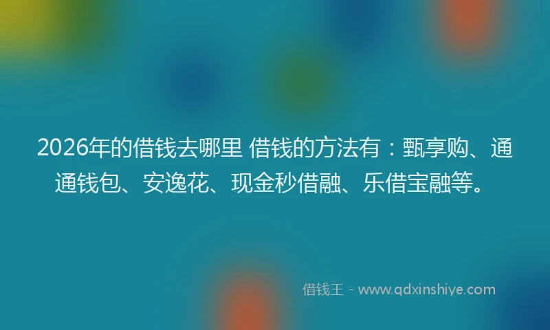 2026年的借钱去哪里 借钱的方法有：甄享购、通通钱包、安逸花、现金秒借融、乐借宝融等。