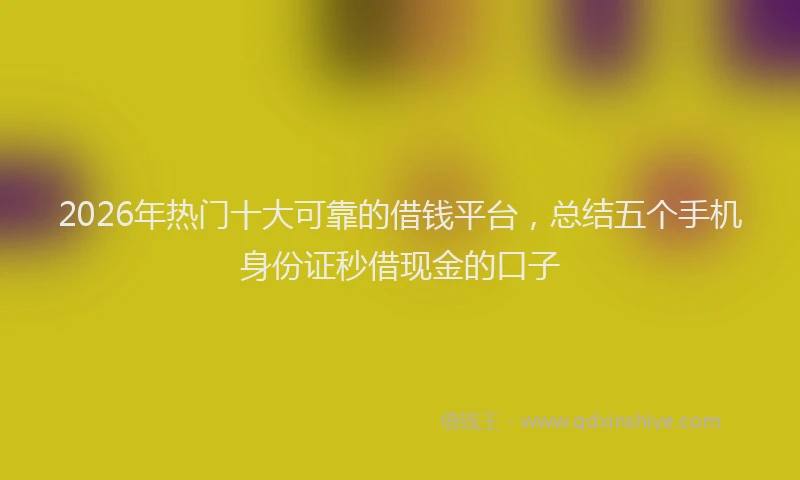 2026年热门十大可靠的借钱平台，总结五个手机身份证秒借现金的口子