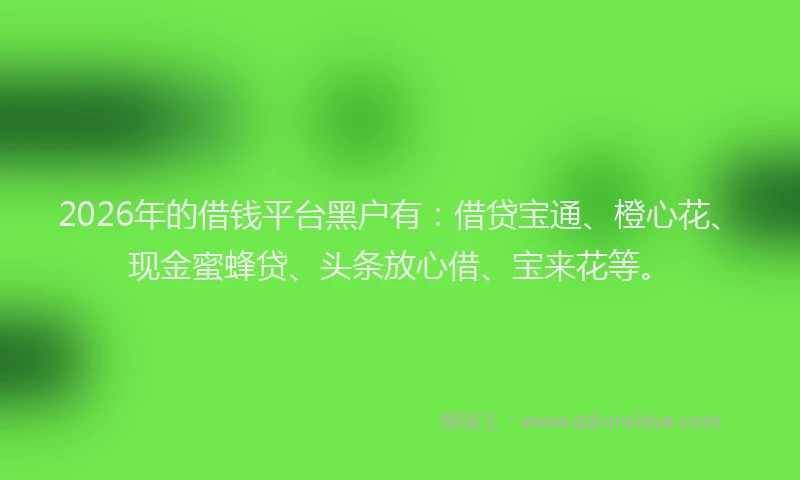 2026年的借钱平台黑户有：借贷宝通、橙心花、现金蜜蜂贷、头条放心借、宝来花等。