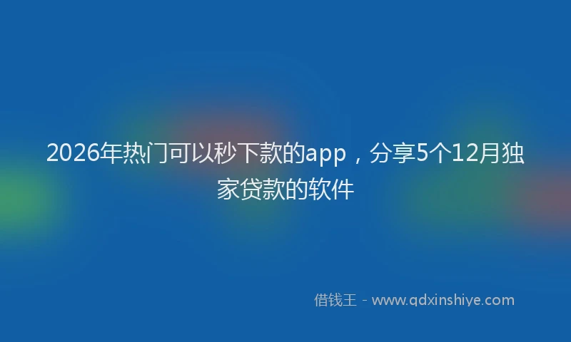 2026年热门可以秒下款的app，分享5个12月独家贷款的软件