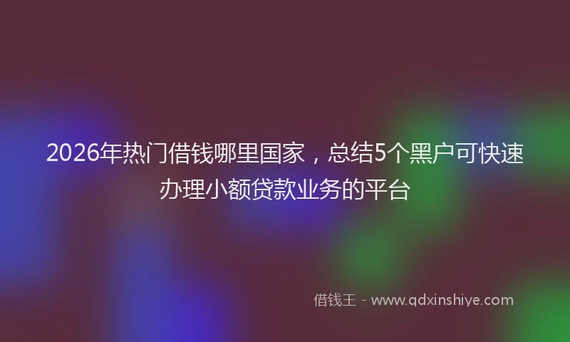 2026年热门借钱哪里国家，总结5个黑户可快速办理小额贷款业务的平台