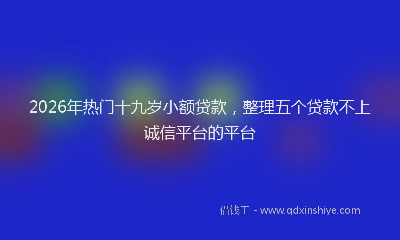 2026年热门十九岁小额贷款，整理五个贷款不上诚信平台的平台