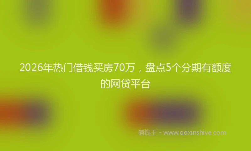 2026年热门借钱买房70万，盘点5个分期有额度的网贷平台