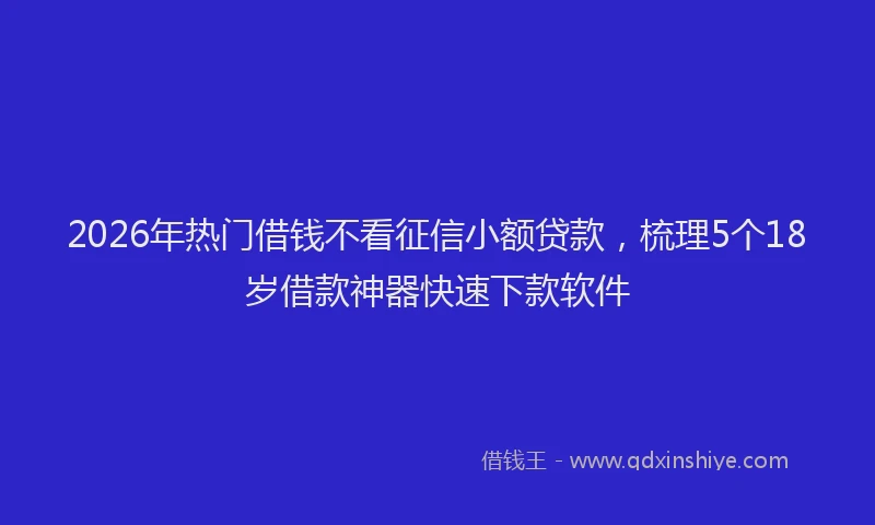 2026年热门借钱不看征信小额贷款，梳理5个18岁借款神器快速下款软件