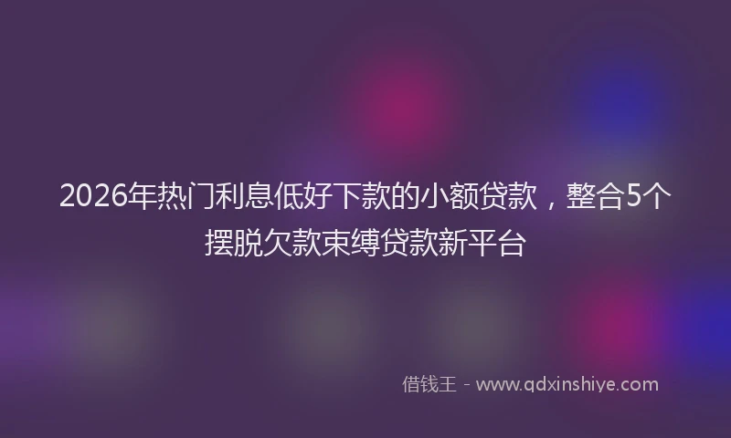 2026年热门利息低好下款的小额贷款，整合5个摆脱欠款束缚贷款新平台