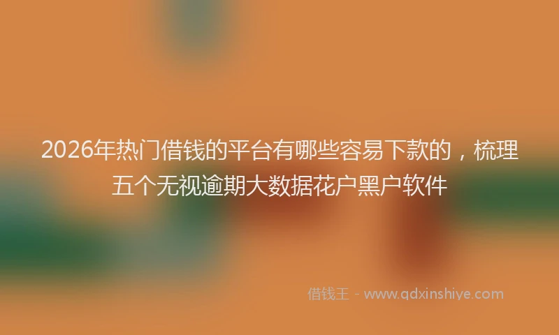 2026年热门借钱的平台有哪些容易下款的，梳理五个无视逾期大数据花户黑户软件