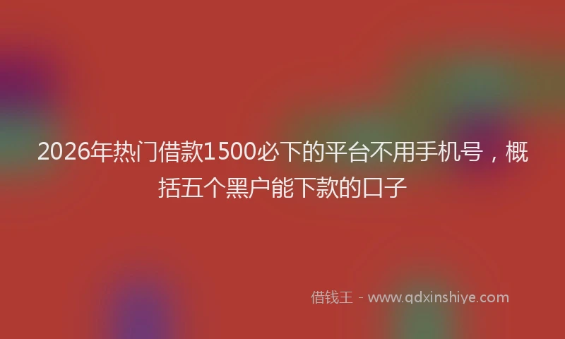 2026年热门借款1500必下的平台不用手机号，概括五个黑户能下款的口子