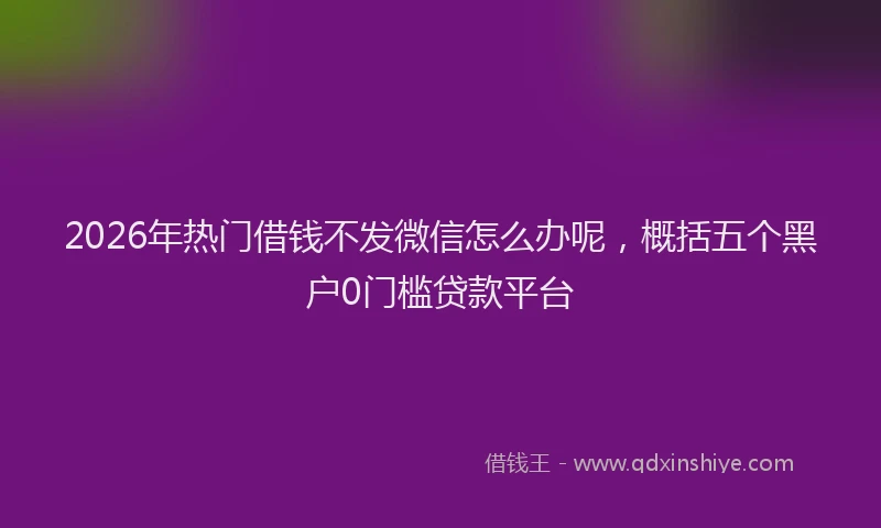 2026年热门借钱不发微信怎么办呢，概括五个黑户0门槛贷款平台
