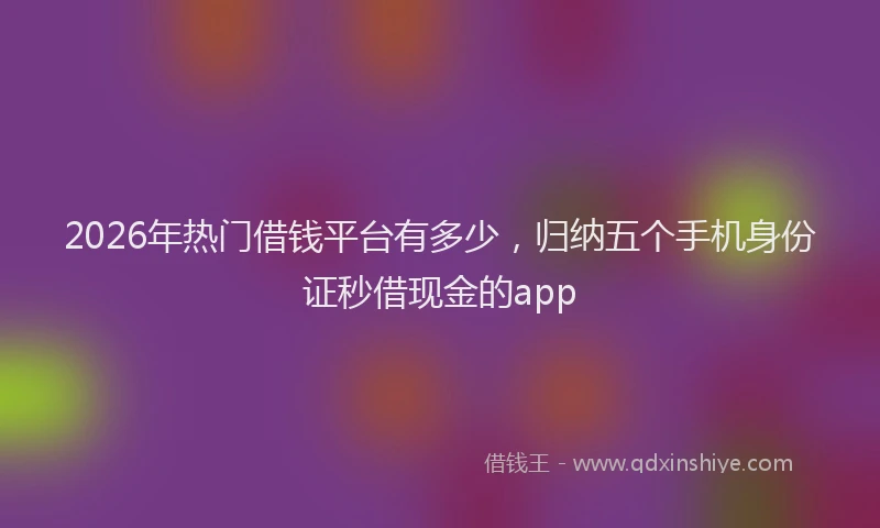 2026年热门借钱平台有多少，归纳五个手机身份证秒借现金的app