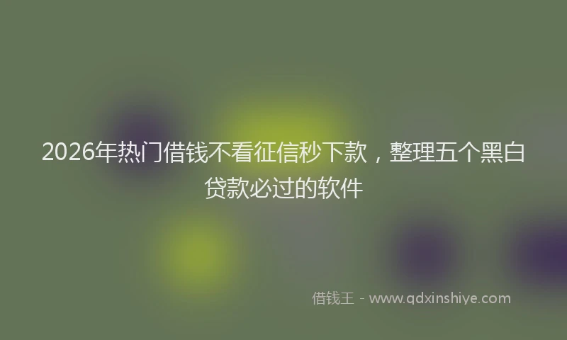 2026年热门借钱不看征信秒下款，整理五个黑白贷款必过的软件