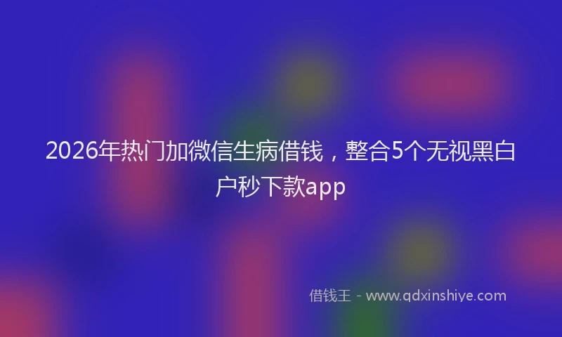 2026年热门加微信生病借钱，整合5个无视黑白户秒下款app