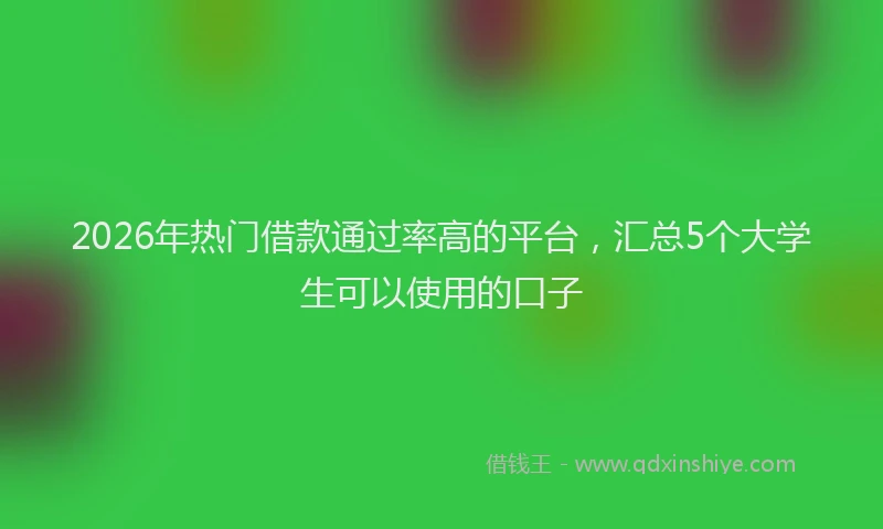 2026年热门借款通过率高的平台，汇总5个大学生可以使用的口子