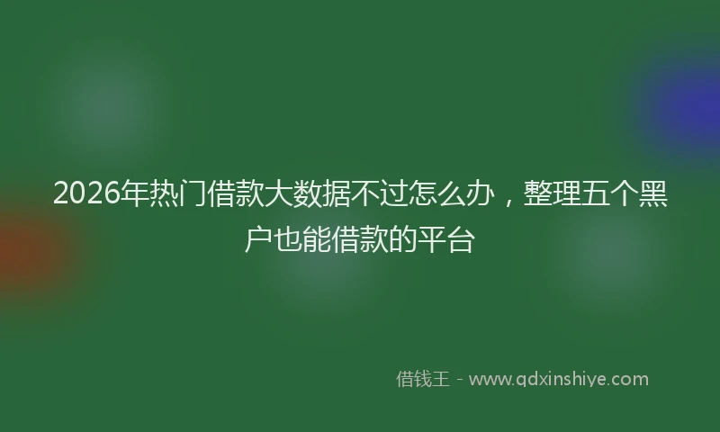 2026年热门借款大数据不过怎么办，整理五个黑户也能借款的平台