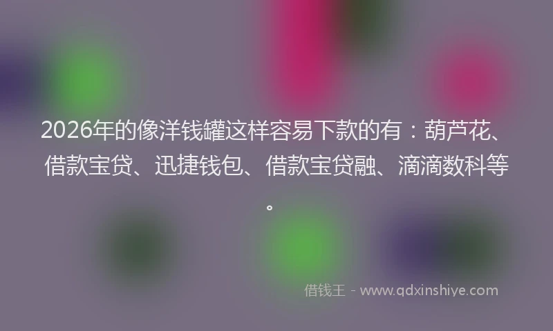 2026年的像洋钱罐这样容易下款的有：葫芦花、借款宝贷、迅捷钱包、借款宝贷融、滴滴数科等。