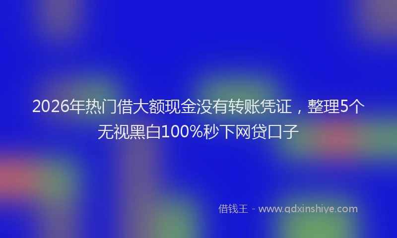 2026年热门借大额现金没有转账凭证，整理5个无视黑白100%秒下网贷口子
