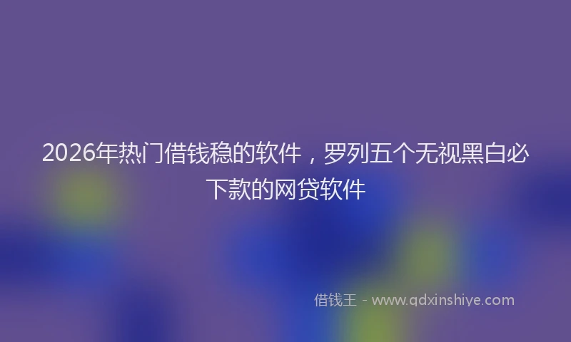 2026年热门借钱稳的软件，罗列五个无视黑白必下款的网贷软件