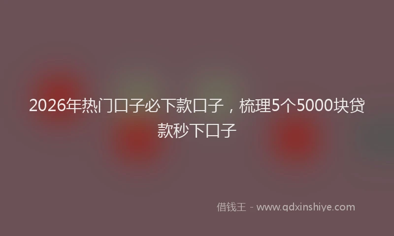2026年热门口子必下款口子，梳理5个5000块贷款秒下口子