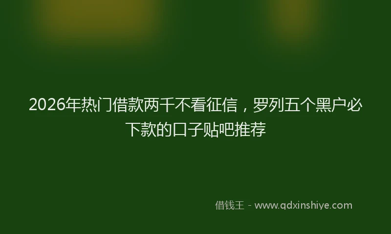 2026年热门借款两千不看征信，罗列五个黑户必下款的口子贴吧推荐