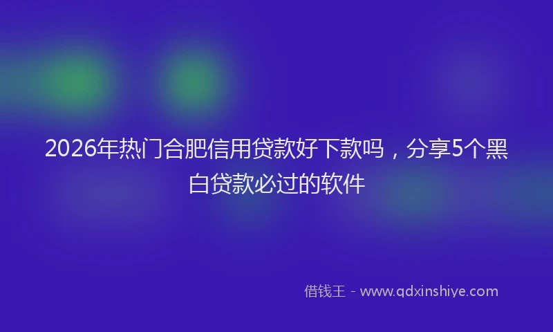 2026年热门合肥信用贷款好下款吗，分享5个黑白贷款必过的软件