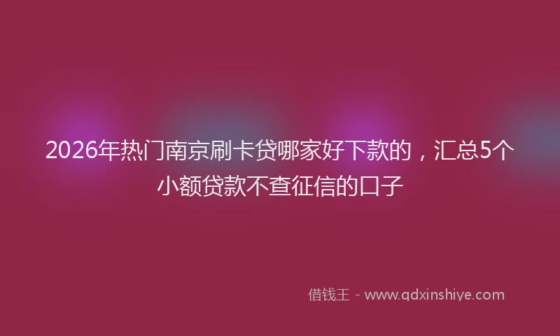 2026年热门南京刷卡贷哪家好下款的，汇总5个小额贷款不查征信的口子
