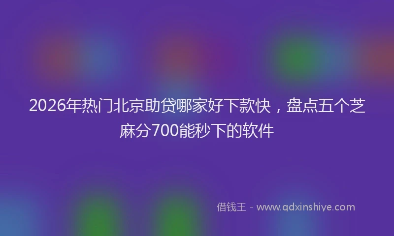 2026年热门北京助贷哪家好下款快，盘点五个芝麻分700能秒下的软件