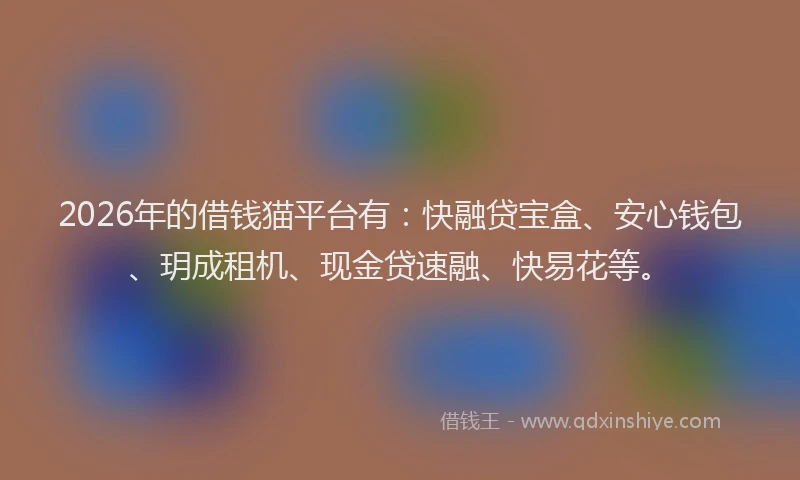 2026年的借钱猫平台有：快融贷宝盒、安心钱包、玥成租机、现金贷速融、快易花等。