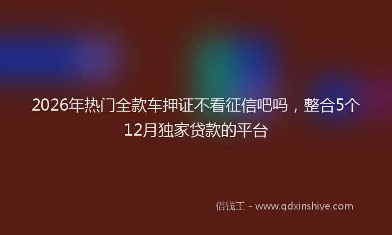 2026年热门全款车押证不看征信吧吗，整合5个12月独家贷款的平台