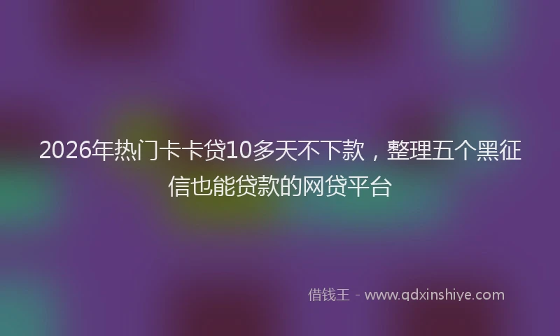 2026年热门卡卡贷10多天不下款，整理五个黑征信也能贷款的网贷平台