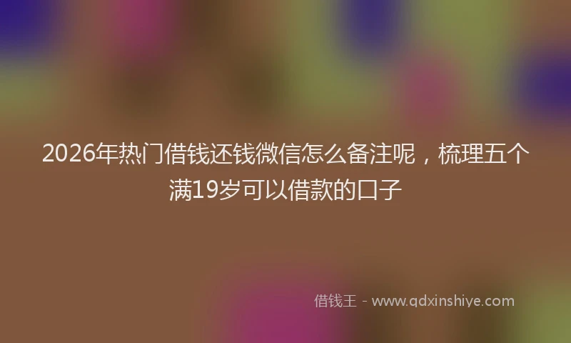 2026年热门借钱还钱微信怎么备注呢，梳理五个满19岁可以借款的口子