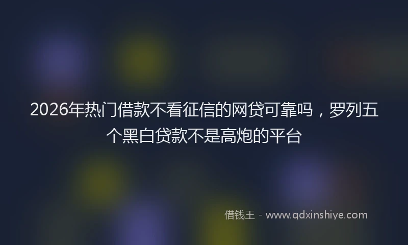 2026年热门借款不看征信的网贷可靠吗，罗列五个黑白贷款不是高炮的平台