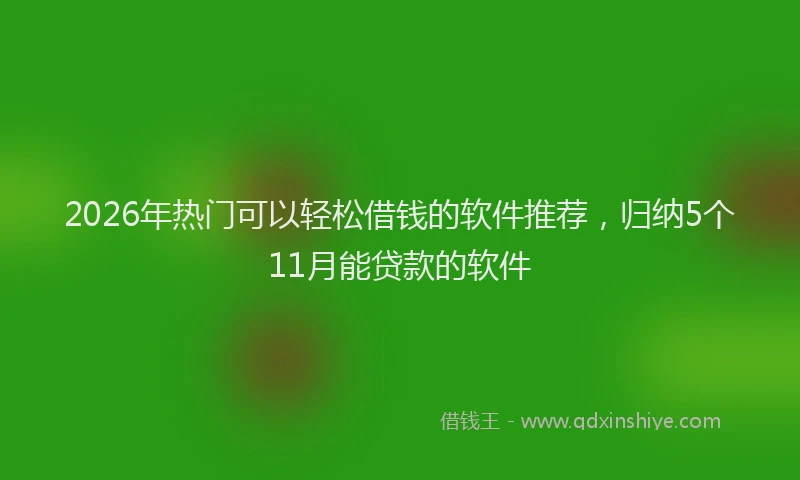 2026年热门可以轻松借钱的软件推荐，归纳5个11月能贷款的软件