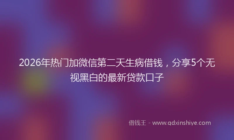 2026年热门加微信第二天生病借钱，分享5个无视黑白的最新贷款口子